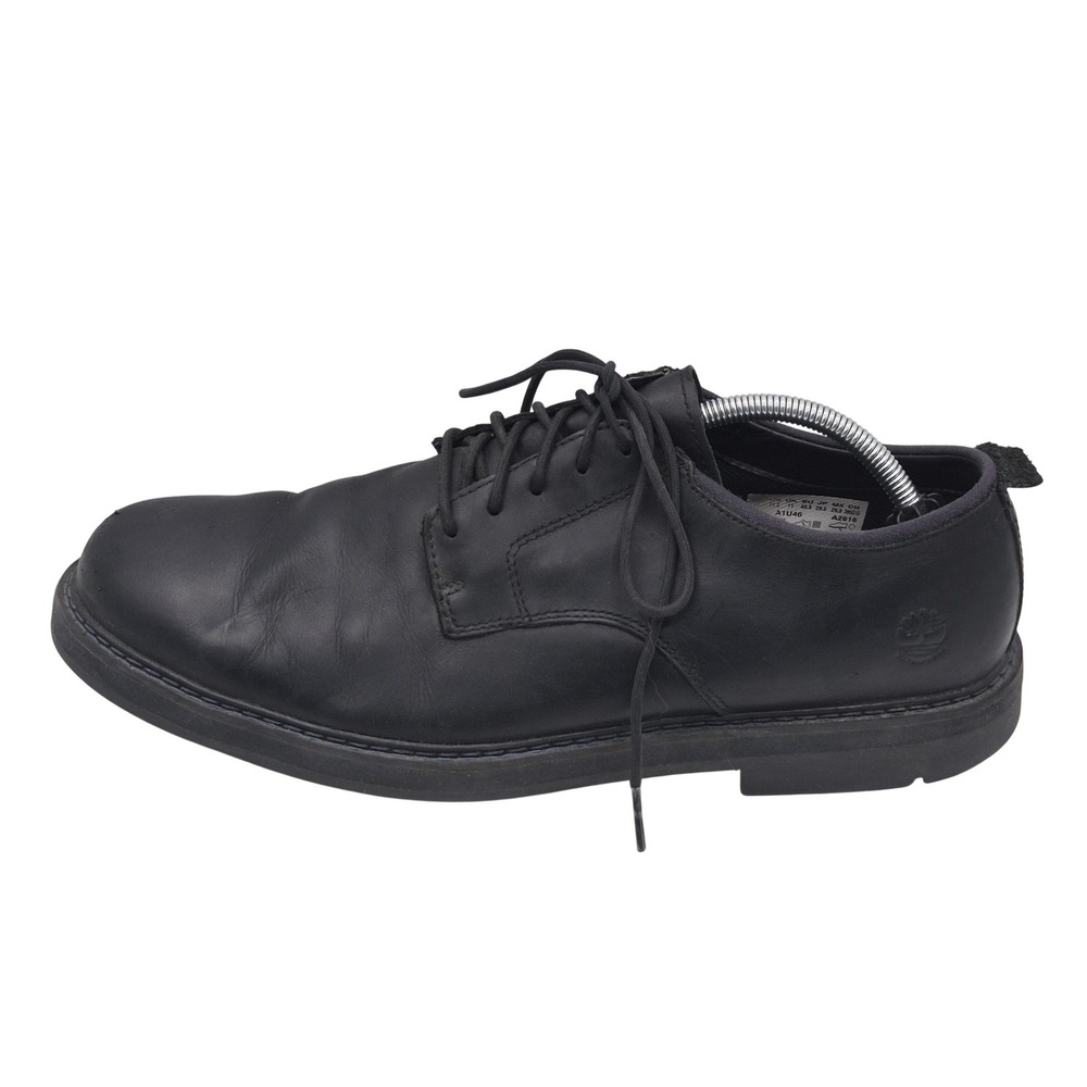 Timberland Shoes Mens Size 11.5 Black Leather Lace Up Casual MirrorFit A1U46